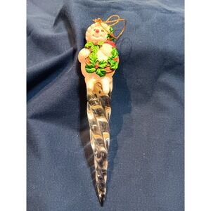 Avon Gift Collection Icicle Fun Ornament Snowman With Wreath Christmas Holiday